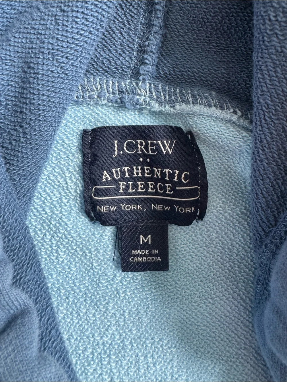 J. Crew Men's Two-Tone Color block Blue Pullover Hoodie Size Medium